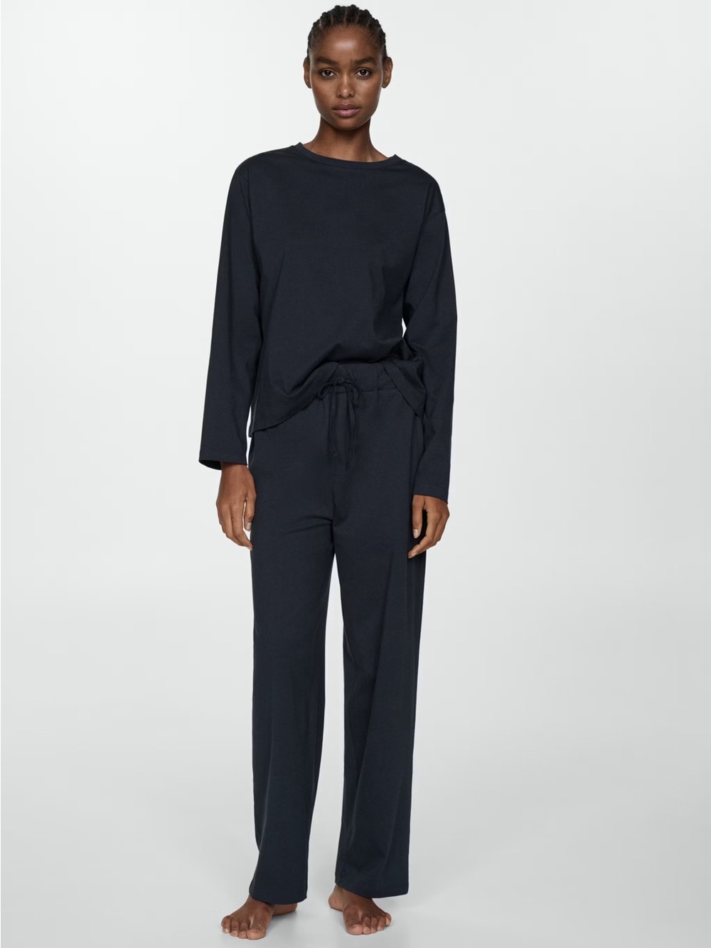 Mango 2 piece cotton pajamas- size small, navy